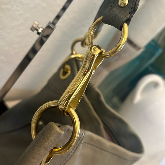 Coach Hampton Vintage Leather Hobo Large Brass Grey with Wallet!! - Picture 6 of 16